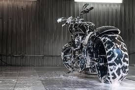 Motorcycle being washed and detailed